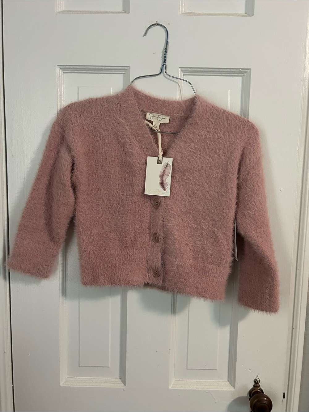Jessica Simpson Pink Fuzzy Knit Cardigan